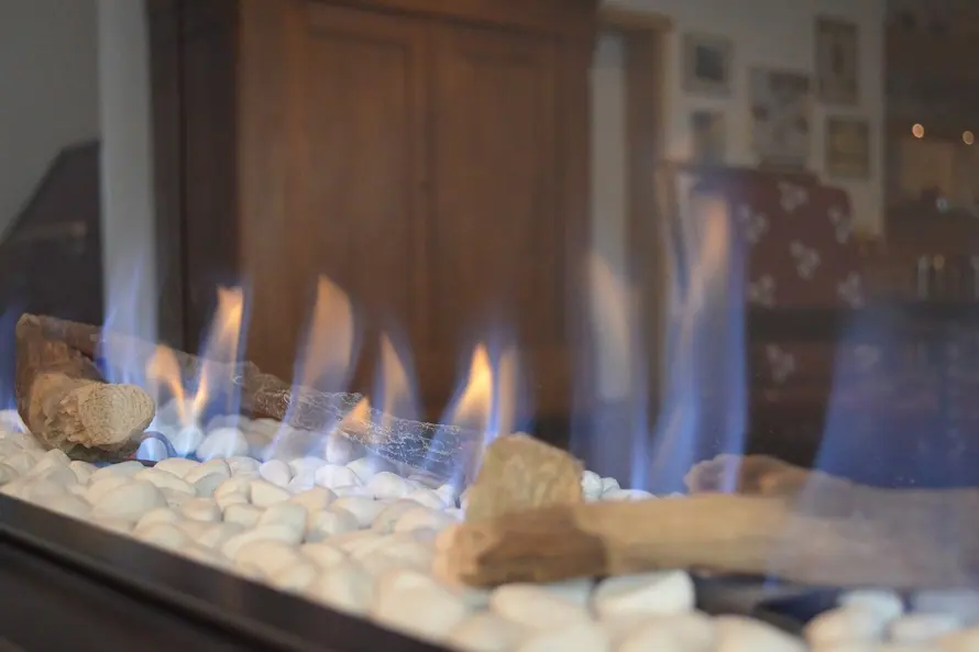 Flames in the fireplace