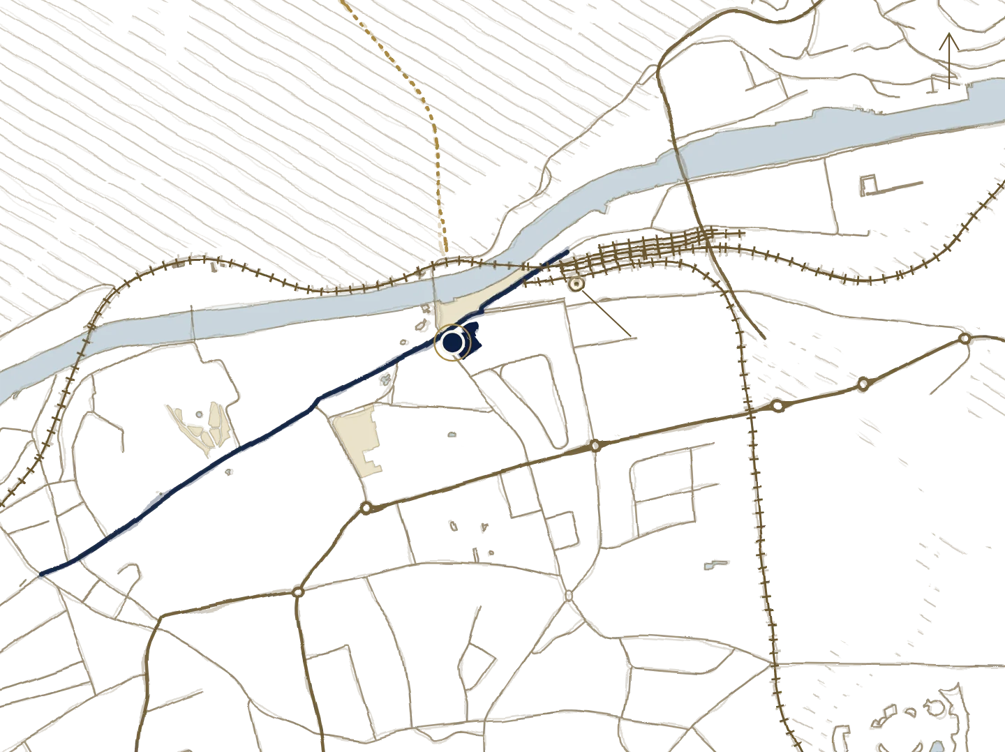 Gezeichneter Lageplan: das Carlton-Europe am Höheweg, an der Aare, beim Bahnhof Interlaken Ost