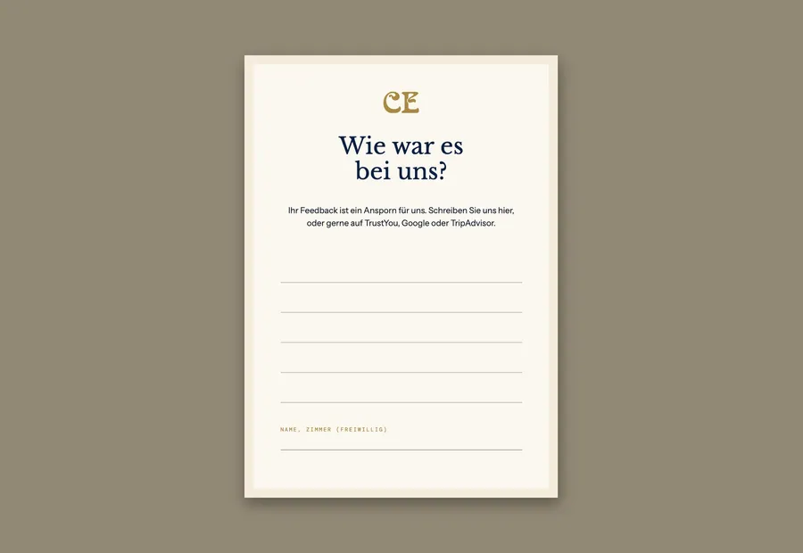Karte für Rückmeldungen