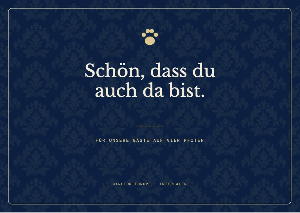 Karte für Gäste mit Hund · Vorderseite