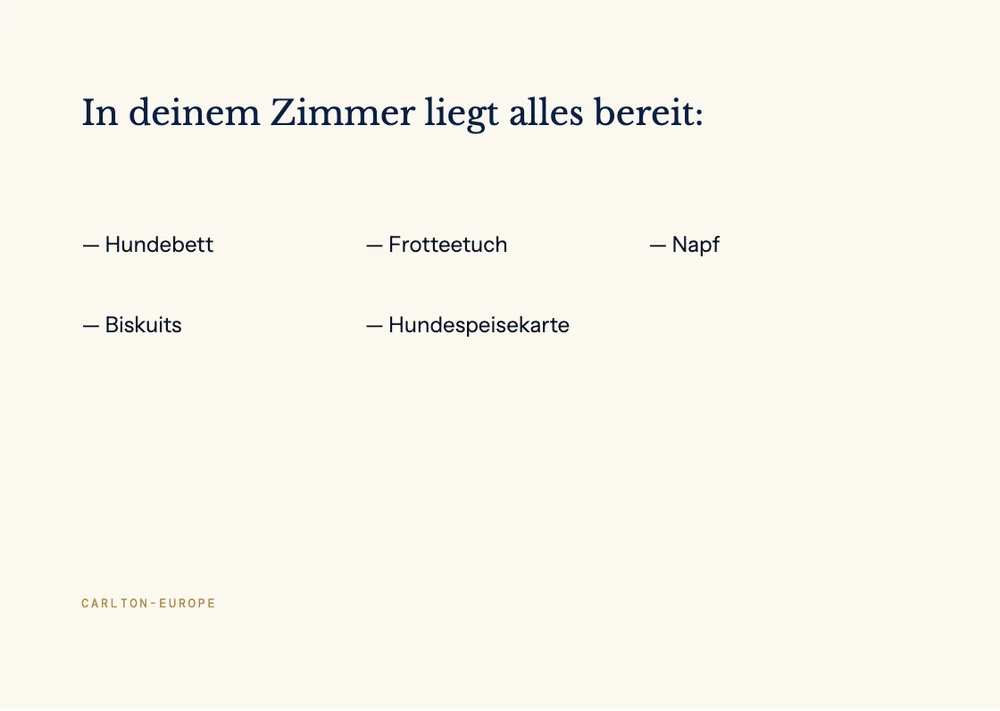 Karte für Gäste mit Hund · Rückseite