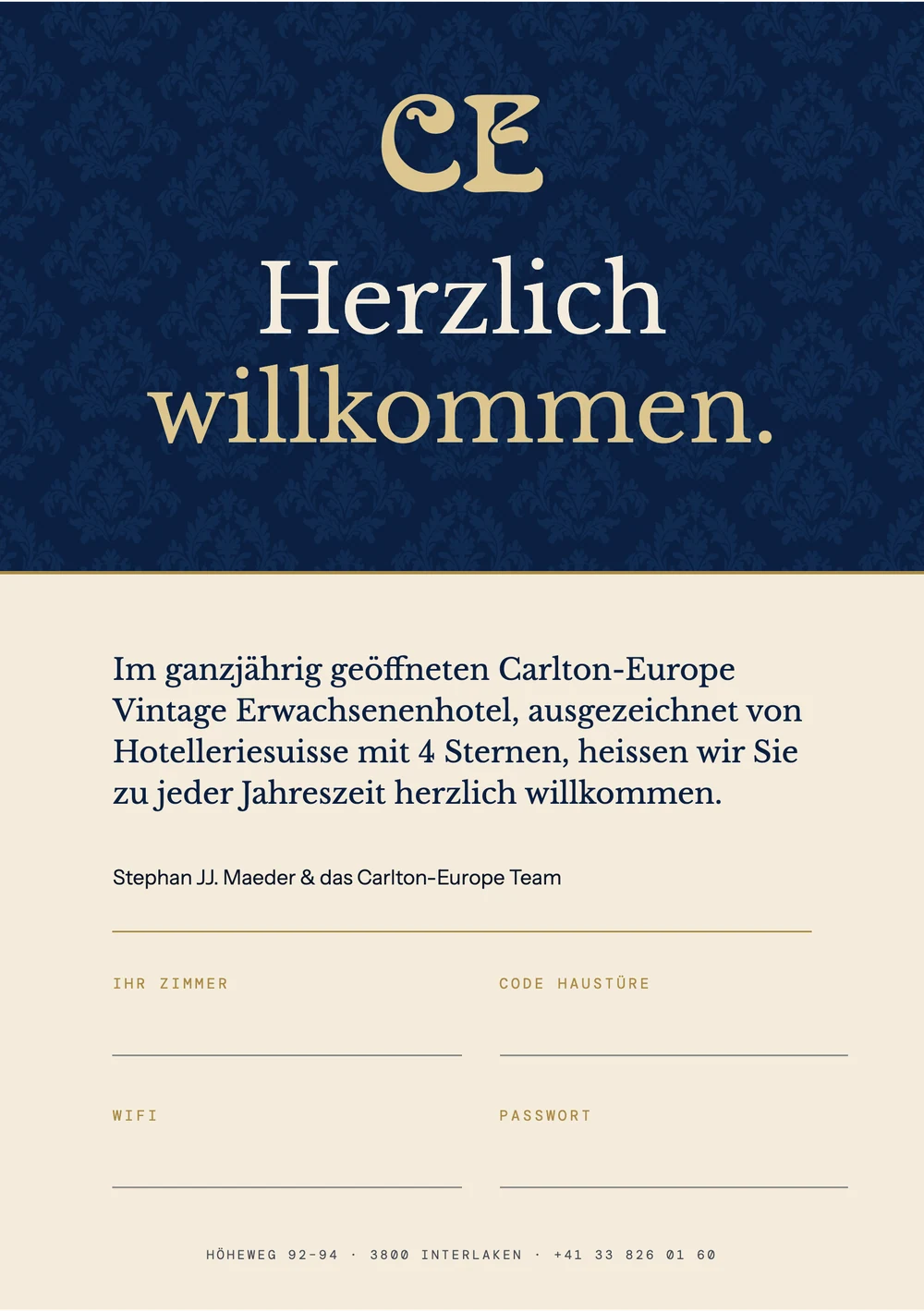 Willkommenskarte · Vorderseite