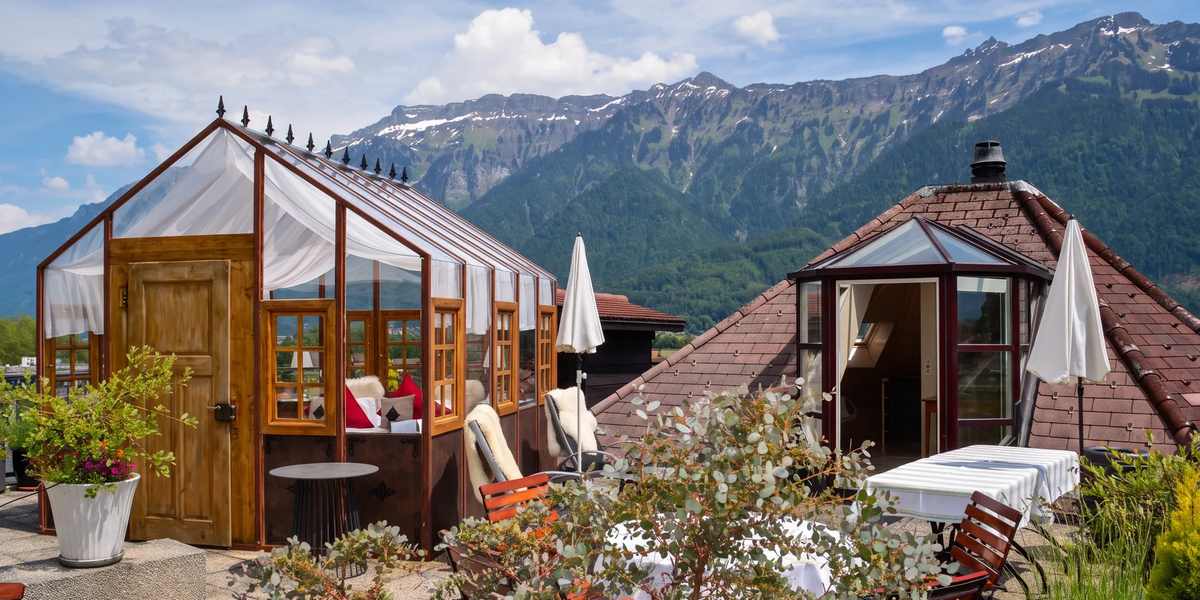 Die Dachterrasse des Carlton-Europe im Sommer