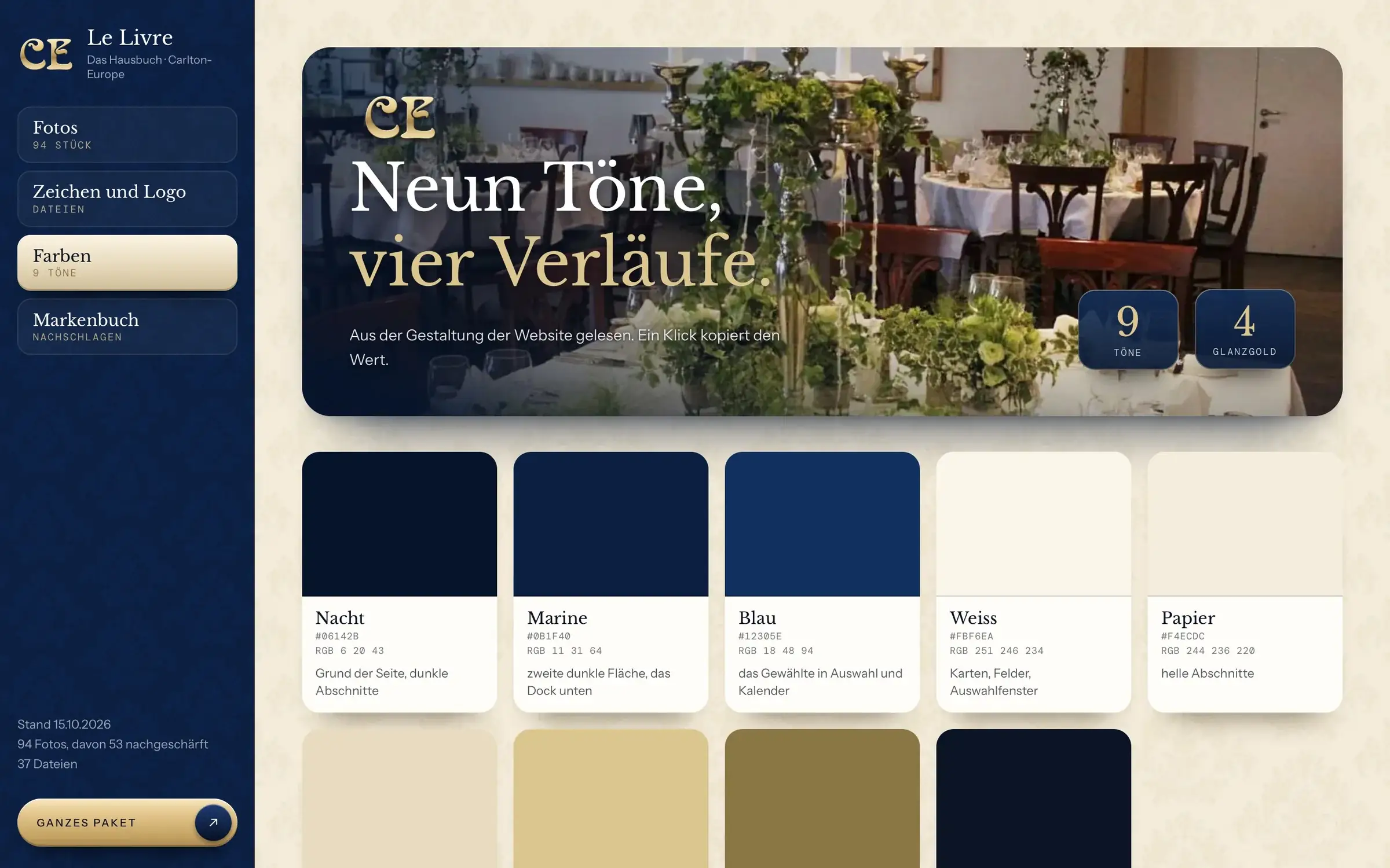 Le Livre: die neun Töne und vier Verläufe des Hauses