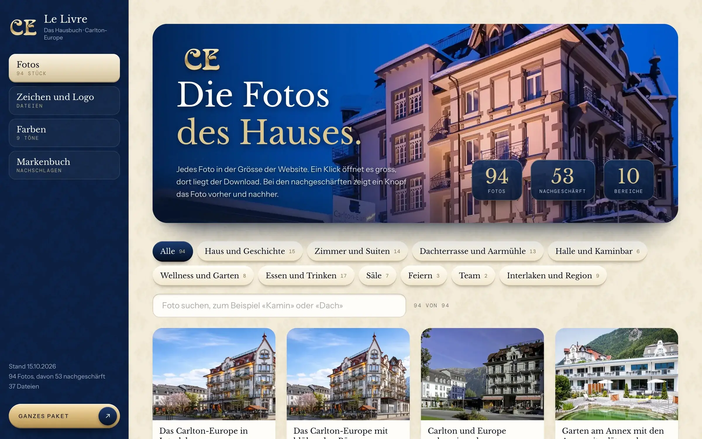 Le Livre: alle Fotos des Hauses, nach Bereichen geordnet