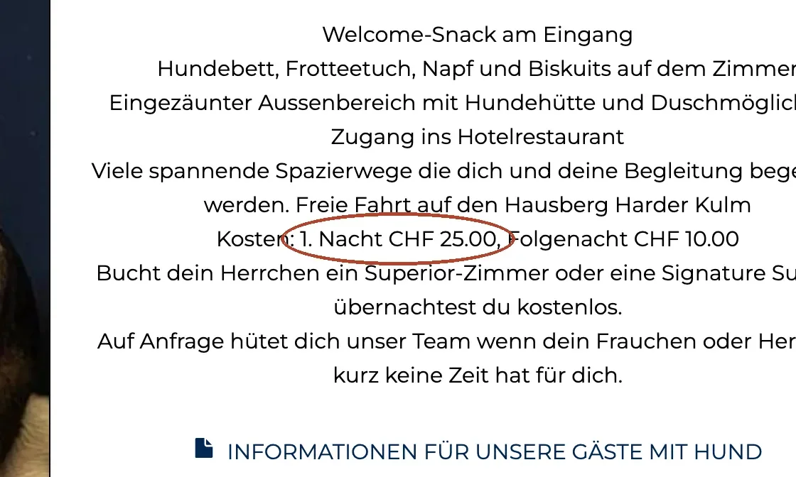 Hunde-Seite: Erste Nacht CHF 25.00