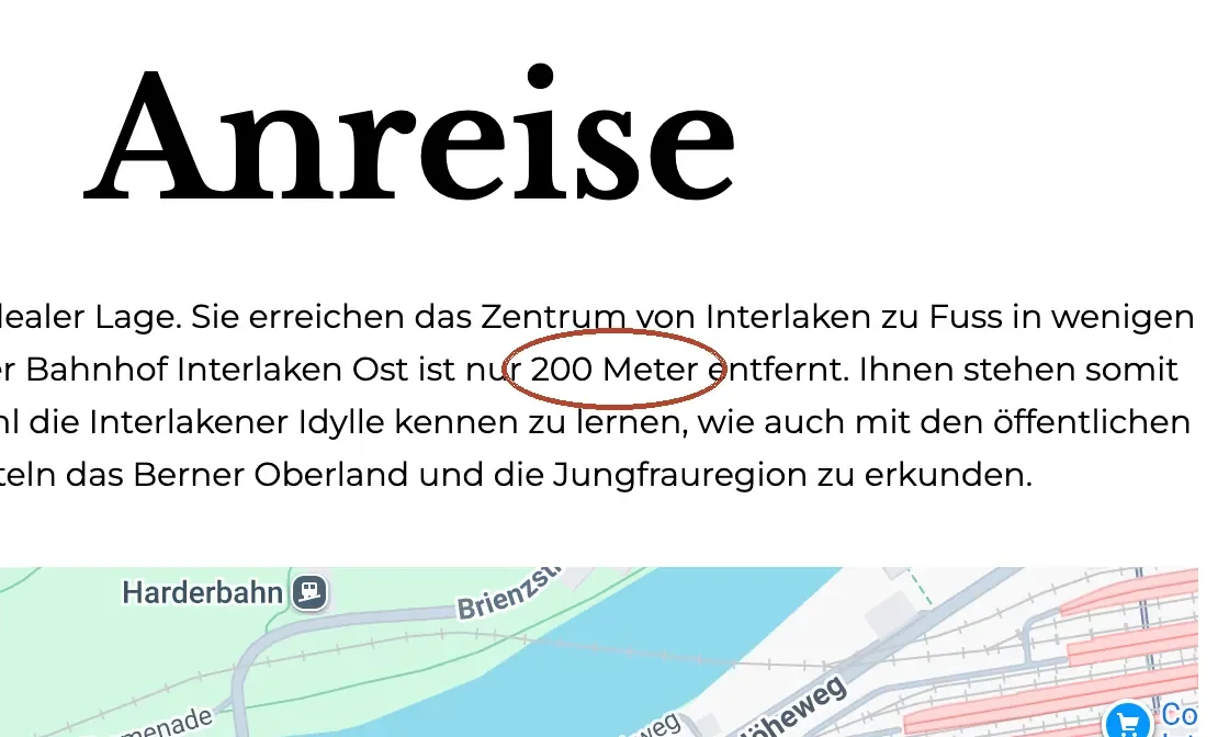 Kontaktseite: «… nur 200 Meter entfernt»