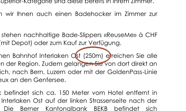 Hotelinformation (PDF): «Bahnhof Interlaken Ost (250m)»