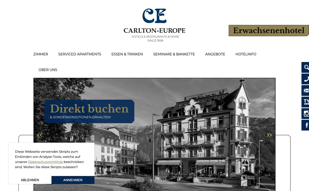 Die Startseite: Im Reiter des Browsers steht «Packages & Events».