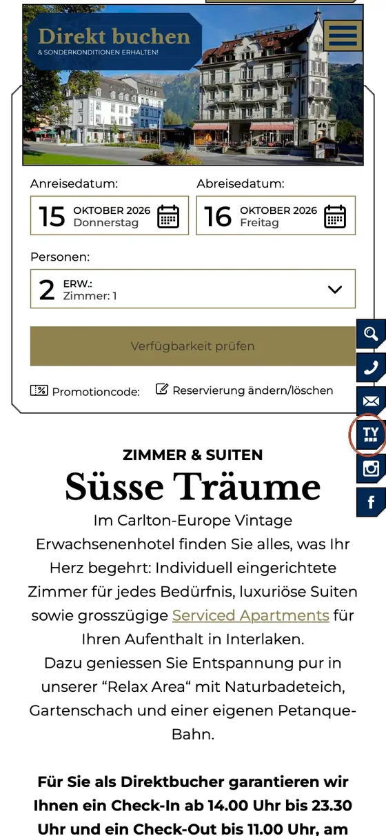 Das Zeichen «TY»: Rechts in der Leiste, auf jeder Seite.