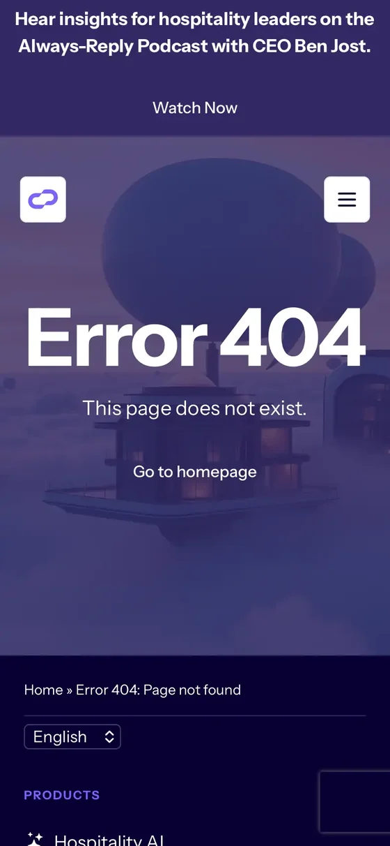 Das sieht der Gast: «Error 404: This page does not exist».