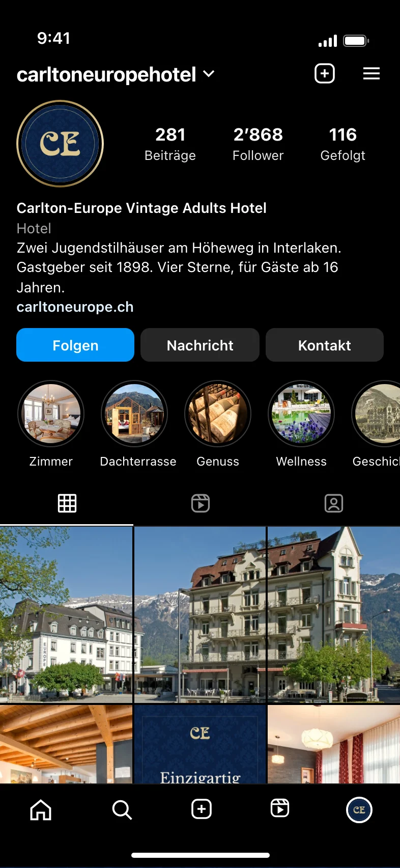 Das Instagram-Profil des Hauses als Idee
