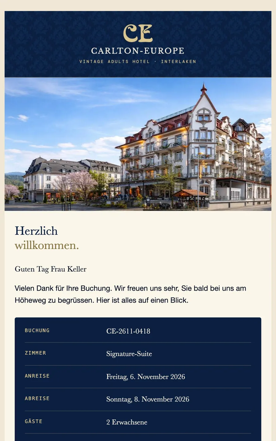 Mail: Ihre Buchung