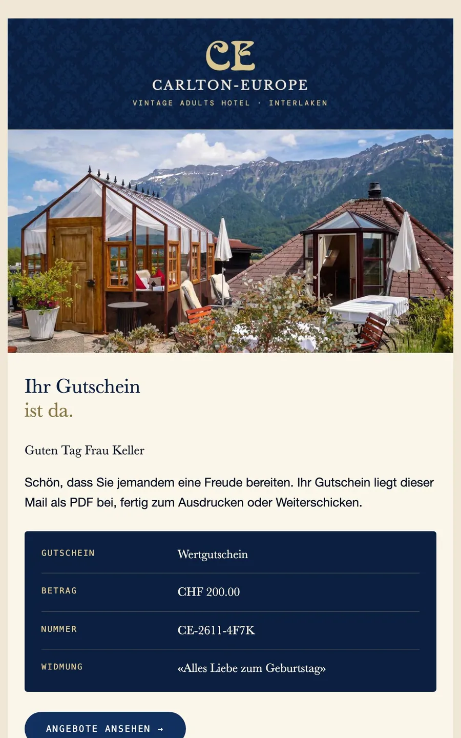 Mail: Ihr Gutschein