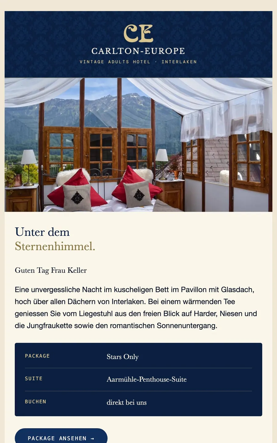 Mail: Unter dem Sternenhimmel