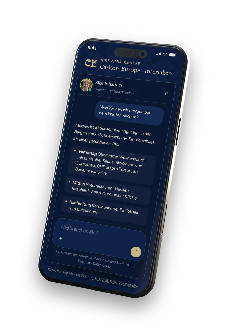 Die Rezeption im Chat am Handy